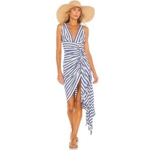 Just Bee Queen Midi Striped Dress 100% Linen